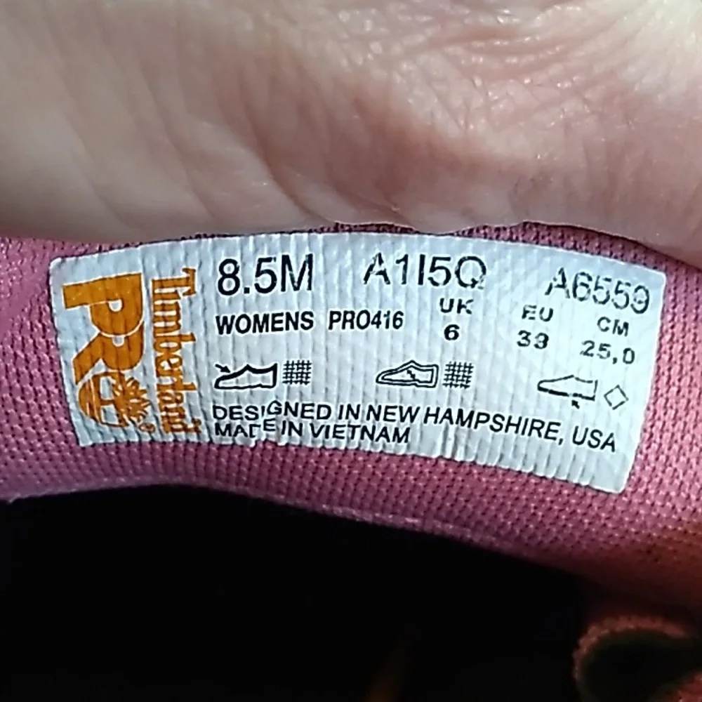 Women's Timberland steel toe anti fatigue pink and black shoes size 8.5 - Picture 10 of 10